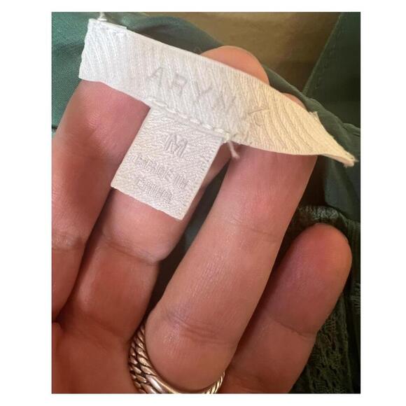 ARYNK Green Floral Silk Sundress Asymmetric Hem Adjustable Strap Button Detail M - Picture 3 of 9